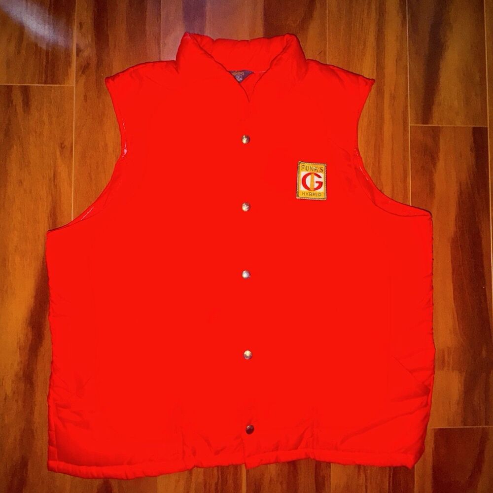 Vintage Swingster Funk’s G Hybrid Red Puffer Vest XL Seed Corn Farm Workwear USA